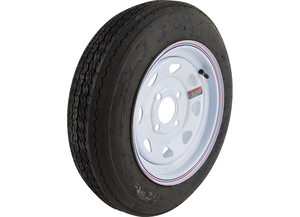 Tow-Rite 4.80x12 Mounted On White Spoke 12x4, 4x4 Load Rating: C 6-Ply Rated, 865 lb - RDG3728-WS4 - image 1
