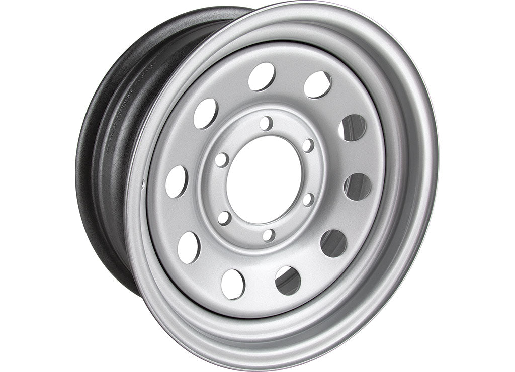 Tow-Rite 15 x 6 in Silver Modular Rim, Bp 6-5.5, Et 0, Center Bore 4.25, 2,600 lb, Boxed, 15x6 Trailer Wheel Size - RT3825 - image 1