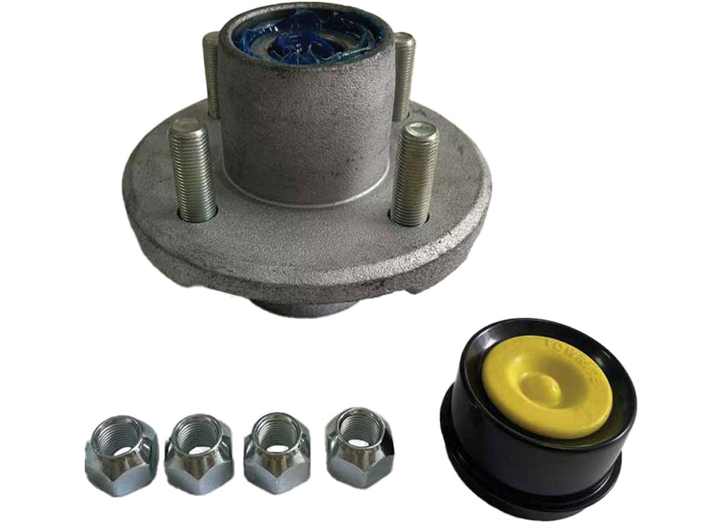 Tow-Rite Idler Hub 4-4 Bc 2K Kit, Bearing 1-1/16 in L44649/L44610, 1/2 Stud, Pre-Greased - Boxed - Galvanized - TR4100G - image 1