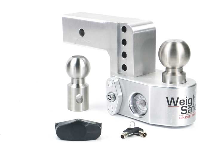 Weigh Safe Aluminum Drop Hitch, 4" Drop, 2.5" Shank, 18.5K GTW, 2.5 in Ball Mount With Weight Disbursement Gauge Hitch Size - WS4-2.5 - image 1