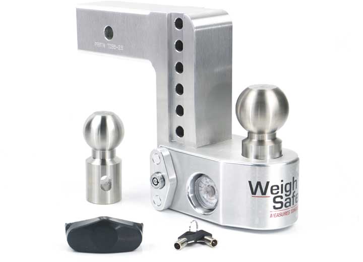Weigh Safe Aluminum Drop Hitch, 6" Drop, 2.5" Shank, 18.5K GTW, 2.5 in Ball Mount With Weight Disbursement Gauge Hitch Size - WS6-2.5 - image 1