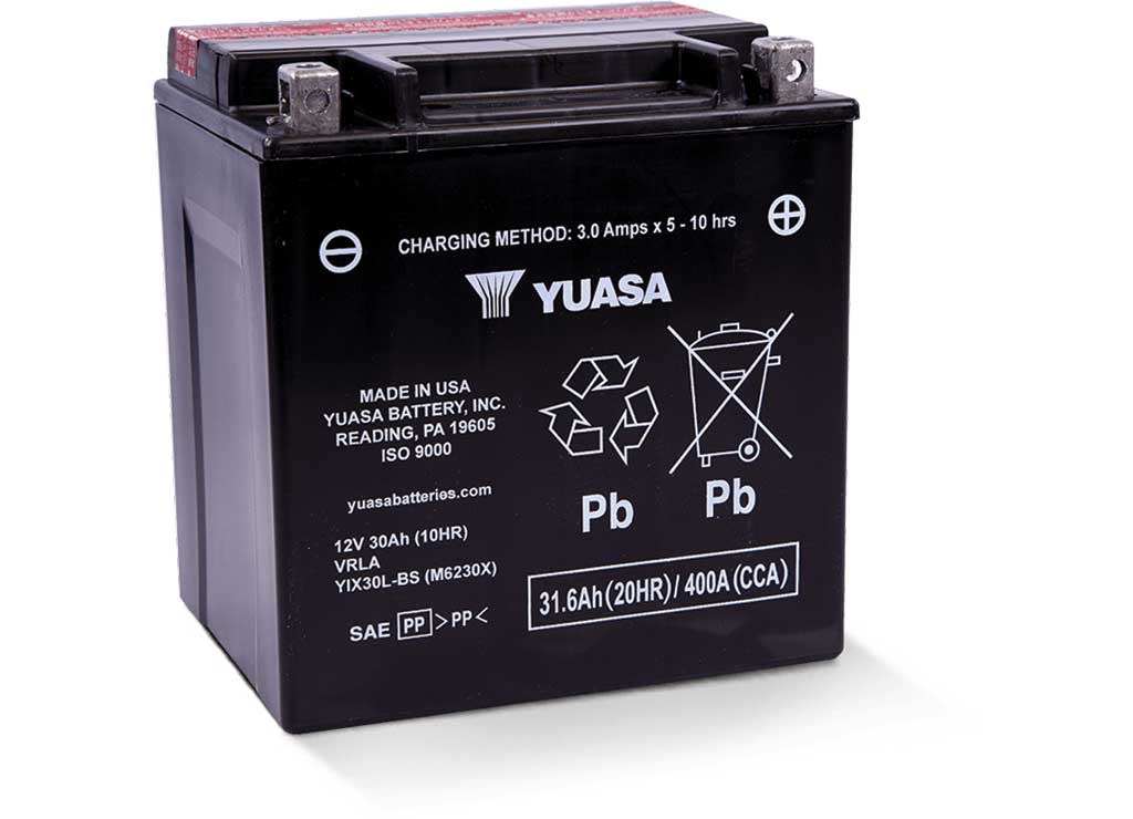 Yuasa Battery YIX30L-BS High Performance 12V AGM Battery (With Bottle Of Acid)- Made In The Usa - M6230X - image 1